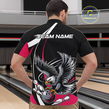 Load image into Gallery viewer, Custom Black And Pink Eagle Bowling Jerseys, Eagle Bowling League Shirt Team Uniform IPHW10812