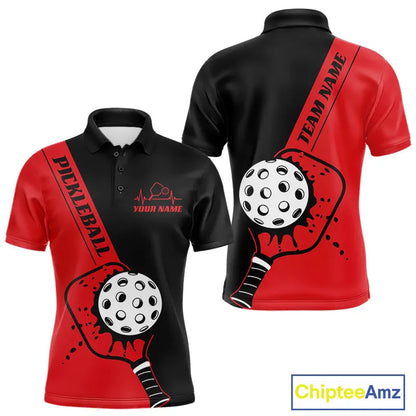 Black And Red Custom Pickleball Team Shirts For Men, Pickleball Jersey Outfit IPHW10821