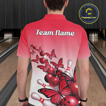 Load image into Gallery viewer, Custom Red Gradient Butterfly Bowling Men Polo Shirts For Team, Bowling League Shirt IPHW10824