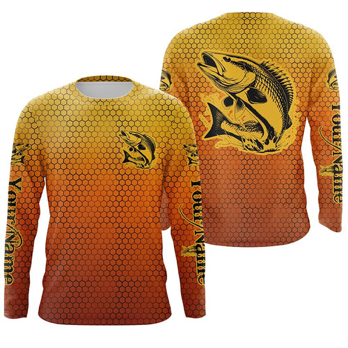 Custom Redfish Puppy Drum Long Sleeve Tournament Fishing Shirts, Redfish Saltwater Fishing Shirt IPHW6217