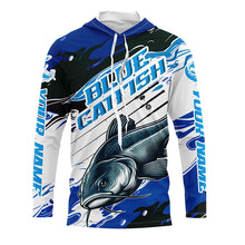 Load image into Gallery viewer, Custom Blue Catfish Fishing Jerseys, Catfish Long Sleeve Tournament Fishing Shirts | Blue Camo IPHW6227