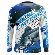 Load image into Gallery viewer, Custom Blue Catfish Fishing Jerseys, Catfish Long Sleeve Tournament Fishing Shirts | Blue Camo IPHW6227