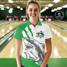 Load image into Gallery viewer, Custom White And Green Shark Jerseys, Shark Bowling Team Women Polo Shirts Bowlers Outfit IPHW8989