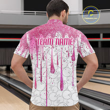 Load image into Gallery viewer, 3D Pink Glitter Pink Ribbon Pattern Custom Breast Cancer Bowling Polo Shirts For Men And Women IPHW7051