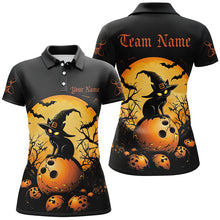 Load image into Gallery viewer, Custom Black Cat Halloween Ladies Bowling Shirts, Halloween Bowling Team Outfits IPHW7600