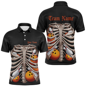 Bowling Balls And Pins Inside The Rib Cage Custom Halloween Skeleton Shirts For Men IPHW7601