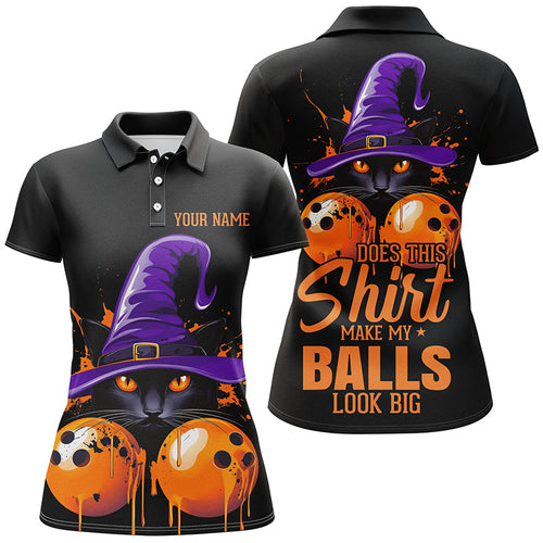 Halloween Black Cat Custom Funny Ladies Bowling Shirts 