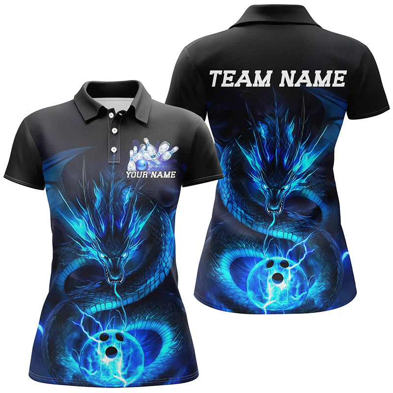 Black And Green Custom Dragon Ladies Bowling Shirts, Bowling Team Uniform Bowler Outfits IPHW7615