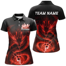 Load image into Gallery viewer, Black And Red Custom Dragon Ladies Bowling Shirts, Bowling Team Uniform Bowler Outfits IPHW7616