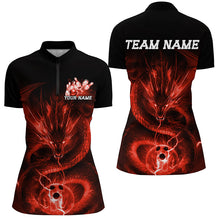 Load image into Gallery viewer, Black And Red Custom Dragon Ladies Bowling Shirts, Bowling Team Uniform Bowler Outfits IPHW7616