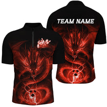 Load image into Gallery viewer, Black And Red Custom Dragon Bowling Shirts For Men, Bowling Team Uniform Bowler Outfits IPHW7616