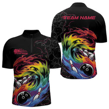 Load image into Gallery viewer, Custom Rainbow Flame Bowling Team Quarter-Zip Shirts For Men, Colorful Bowling League Shirt IPHW8740