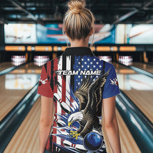Load image into Gallery viewer, Custom American Flag Eagle Bowling Team Women Quarter-Zip Shirts, US Bowling League Shirt IPHW8753