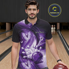Load image into Gallery viewer, Custom Purple Butterfly Bowling Men Polo Shirts, Team Tournament Bowlers Outfit IPHW11114