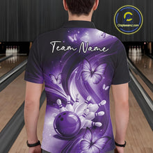 Load image into Gallery viewer, Custom Purple Butterfly Bowling Men Polo Shirts, Team Tournament Bowlers Outfit IPHW11114
