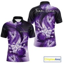 Load image into Gallery viewer, Custom Purple Butterfly Bowling Men Polo Shirts, Team Tournament Bowlers Outfit IPHW11114