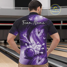 Load image into Gallery viewer, Custom Purple Butterfly Bowling Men Quarter-Zip Shirts, Team Tournament Bowlers Outfit IPHW11114