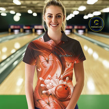 Load image into Gallery viewer, Custom Orange Butterfly Bowling Women Polo Shirts, Team Tournament Bowlers Outfit IPHW11115
