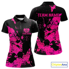 Load image into Gallery viewer, Custom Name Black And Pink Splatter Darts Shirts For Women, Dart Team League Shirts IPHW10622