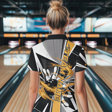 Load image into Gallery viewer, Custom Black And Yellow Strike Bowling Women Quarter-Zip Shirts, Bowling Team Uniform IPHW8759