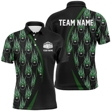 Load image into Gallery viewer, Green Flame Bowling Ball Pattern Custom Bowling Shirts For Men, Fire Bowling League Outfits IPHW6734
