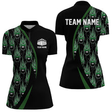 Load image into Gallery viewer, Green Flame Bowling Ball Pattern Custom Bowling Shirts For Men, Fire Bowling League Outfits IPHW6734