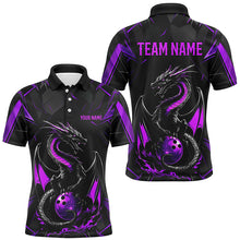 Load image into Gallery viewer, Custom Black And Purple Dragon Bowling Shirts For Men, Dragon Bowling Team Shirts Uniform IPHW7314