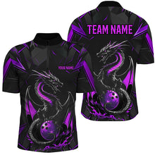 Load image into Gallery viewer, Custom Black And Purple Dragon Bowling Shirts For Men, Dragon Bowling Team Shirts Uniform IPHW7314