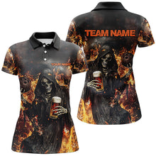 Load image into Gallery viewer, Bowling And Beer Custom Skull Bowling Shirts For Women, Gothic Halloween Style Outfits IPHW7632