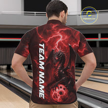 Load image into Gallery viewer, Custom Red Thunder Lightning Bowling Team Men Quarter-Zip Shirt, Dragon Bowling Jerseys IPHW10195