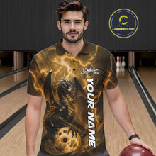 Load image into Gallery viewer, Custom Yellow Thunder Lightning Bowling Team Men Polo Shirt, Dragon Bowling Jerseys IPHW10198