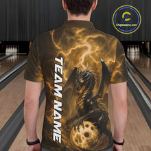 Load image into Gallery viewer, Custom Yellow Thunder Lightning Bowling Team Men Polo Shirt, Dragon Bowling Jerseys IPHW10198