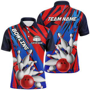 Blue And Red Custom Strike Bowling Team Shirts, Patriotic Unisex Bowling Tournament Jerseys IPHW6258