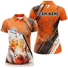 Load image into Gallery viewer, Bowling Heartbeat Pulse Line Strike Bowling On The Lane Custom Orange Team Shirts Women IPHW6263