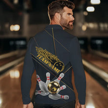 Load image into Gallery viewer, Custom Golden Bowling Long Sleeve Polo Shirts For Men, Flame Bowling Team Shirts Bowling Uniform IPHW7335