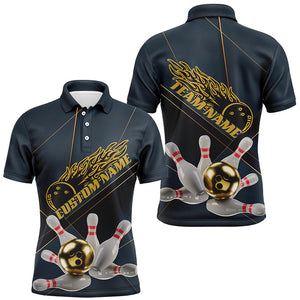 Custom Golden Bowling Shirts For Men, Flame Bowling Team Shirts Bowling Uniform IPHW7335