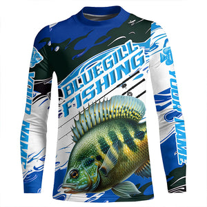 Custom Bluegill Fishing Jerseys, Bluegill Long Sleeve Tournament Fishing Shirts | Blue Camo IPHW6281