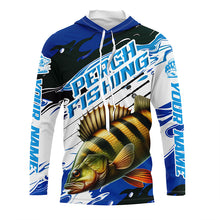 Load image into Gallery viewer, Custom Perch Fishing Jerseys, Perch Long Sleeve Tournament Fishing Shirts | Blue Camo IPHW6282