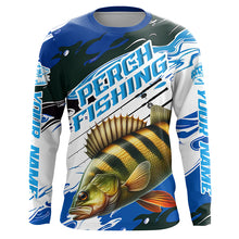 Load image into Gallery viewer, Custom Perch Fishing Jerseys, Perch Long Sleeve Tournament Fishing Shirts | Blue Camo IPHW6282