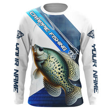 Load image into Gallery viewer, Crappie Fishing Custom Long Sleeve Performance Shirts, Crappie Tournament Fishing Jerseys | Blue IPHW6288