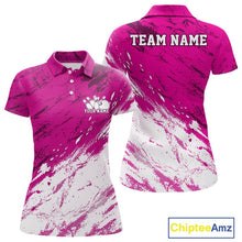 Load image into Gallery viewer, Pink and white polo shirt with 'Team Name' and 'Your Name' text, Chiptee Amz branding.