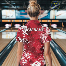 Load image into Gallery viewer, Custom Red Splatter Camo Bowling Women Quarter-Zip Shirt, Bowling Tournament Outfit IPHW11406