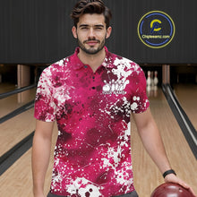 Load image into Gallery viewer, Custom Pink Splatter Camo Bowling Men Polo Shirt, Bowling Team Tournament Bowler Outfit IPHW11408