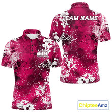 Load image into Gallery viewer, Custom Pink Splatter Camo Bowling Men Polo Shirt, Bowling Team Tournament Bowler Outfit IPHW11408