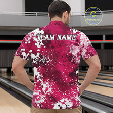 Load image into Gallery viewer, Custom Pink Splatter Camo Bowling Men Quarter-Zip Shirt, Bowling Team Tournament Bowler Outfit IPHW11408