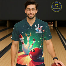 Load image into Gallery viewer, Custom Christmas Bowling Men And Women Hawaiian Shirt, Christmas Bowling Team Tournament Outfits IPHW7841