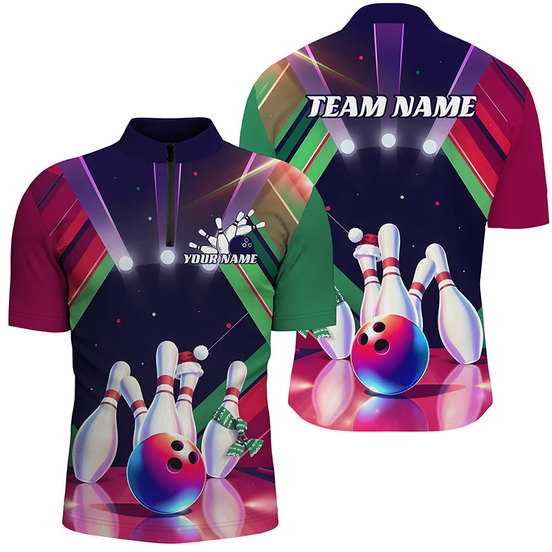 Custom Christmas Bowling Team Shirt For Men, Personalized Bowling Shirts Bowlers Outfits IPHW7843