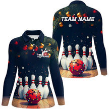 Load image into Gallery viewer, Christmas Bowling Shirts For Women, Custom Christmas Bowling Team Uniform Bowlers Otufits IPHW7844