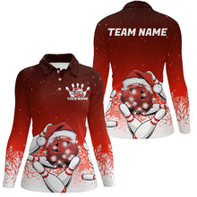 Load image into Gallery viewer, Red Christmas Snowflake Custom Ladies Bowling Shirts, Christmas Bowling League Shirt Outfit IPHW7852