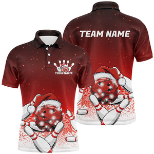 Red Christmas Snowflake Custom Bowling Shirts For Men, Christmas Bowling League Shirt Outfit IPHW7852